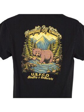Grizzly Bear T Shirt Mens Size Medium Black Naughty By Nature US Fishing Co
